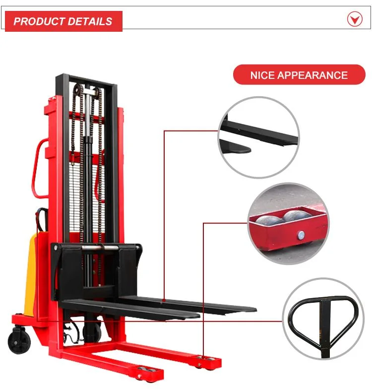 1 Ton 1.5 Ton 2 Ton Load Capacity Semi Electric Pallet Lifter Truck Reach Stacker Forklift Price 1200kg/1500kg Lifting