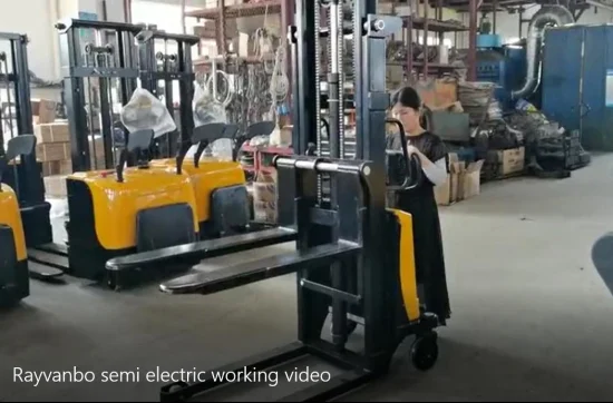 Warehouse Pallet Lifting Device Semi Electric Walkie Stacker Forklift