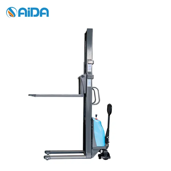 Warehouse Pallet Lifting Device Semi Electric Walkie Stacker Forklift